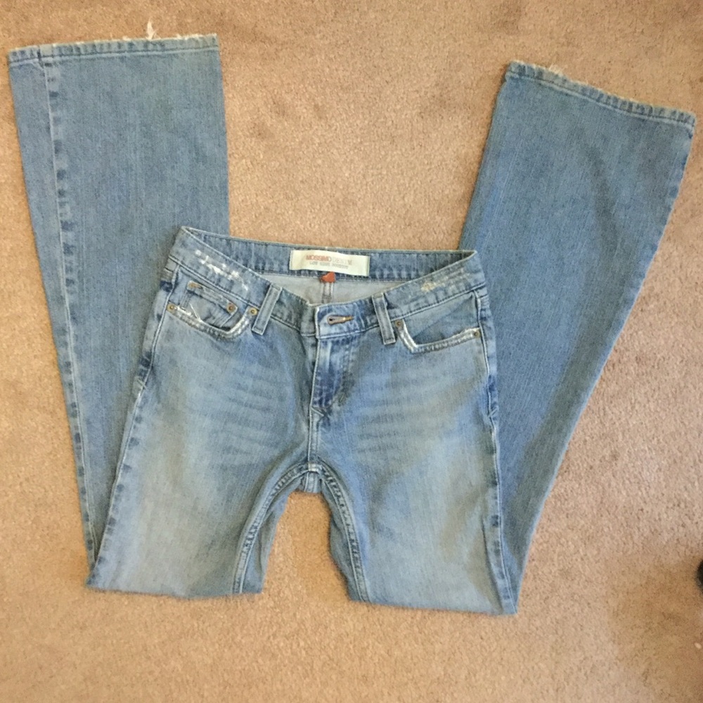 Low rise light wash boot cut jeans